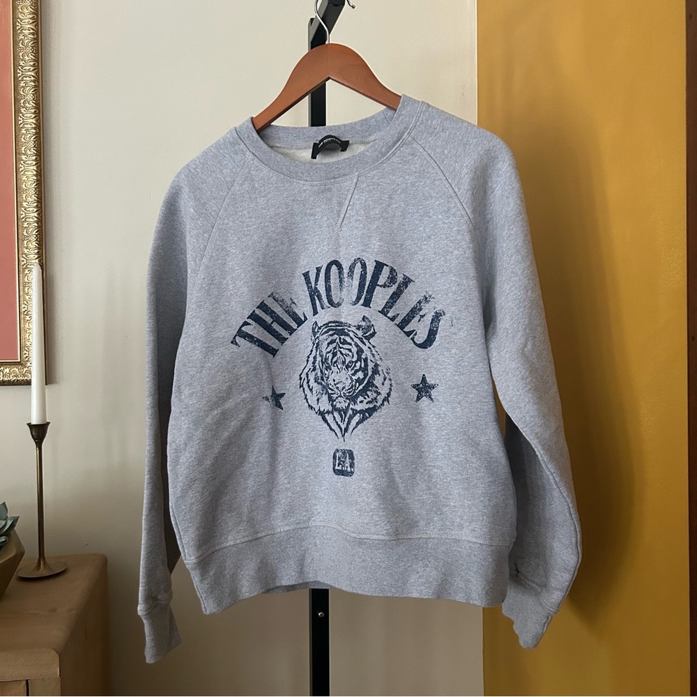 The Kooples Paris Tiger L.A. Graphic Crewneck Sweatshirt Gray Blue Size 3 (L) - Picture 2 of 9